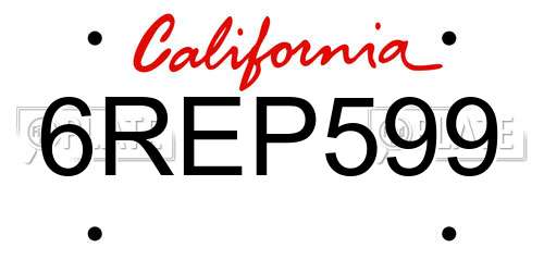 6REP599 California License Plate