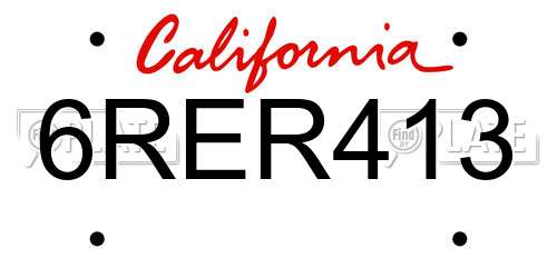 6RER413 California License Plate