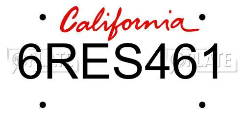 6RES461 California License Plate
