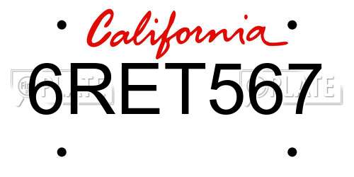 6RET567 California License Plate