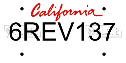 6REV137 California License Plate