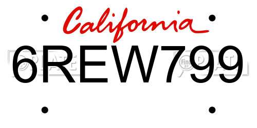 6REW799 California License Plate