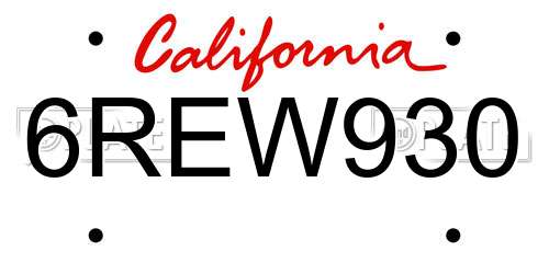 6REW930 California License Plate