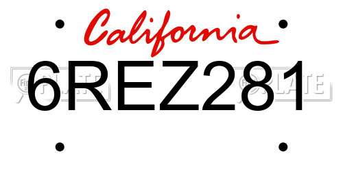 6REZ281 California License Plate