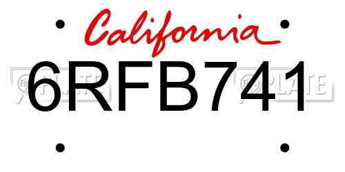 6RFB741 California License Plate