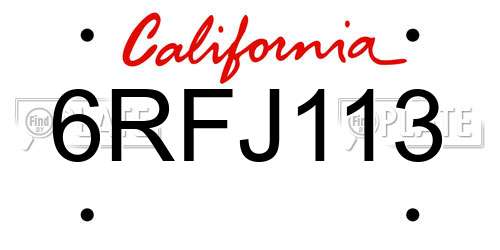 6RFJ113 California License Plate