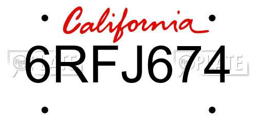 6RFJ674 California License Plate