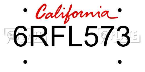 6RFL573 California License Plate