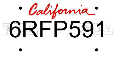 6RFP591 California License Plate