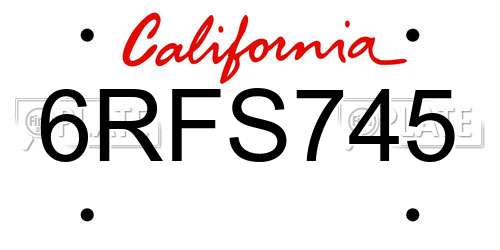 6RFS745 California License Plate