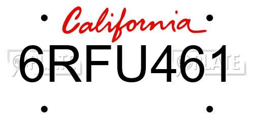 6RFU461 California License Plate