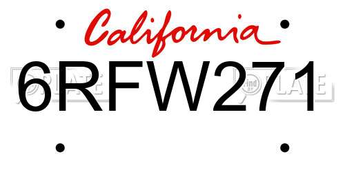 6RFW271 California License Plate