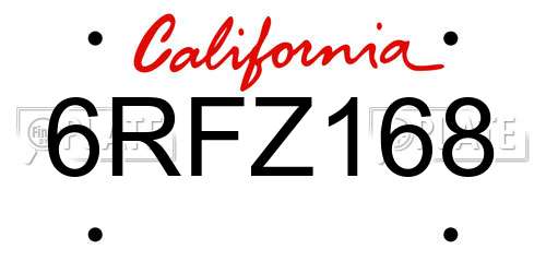 6RFZ168 California License Plate