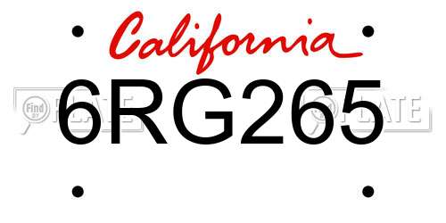 6RG265 California License Plate