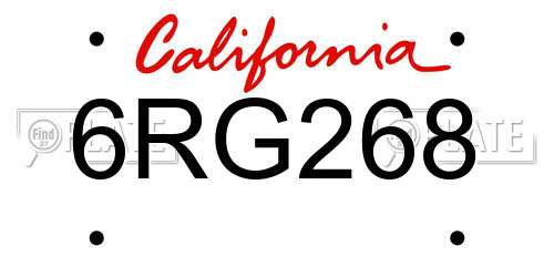 6RG268 California License Plate
