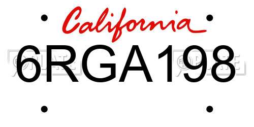 6RGA198 California License Plate