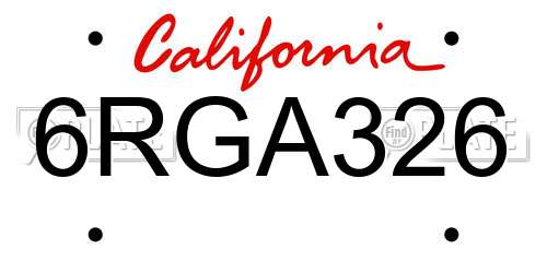 6RGA326 California License Plate