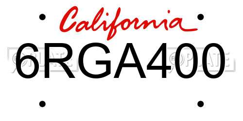6RGA400 California License Plate