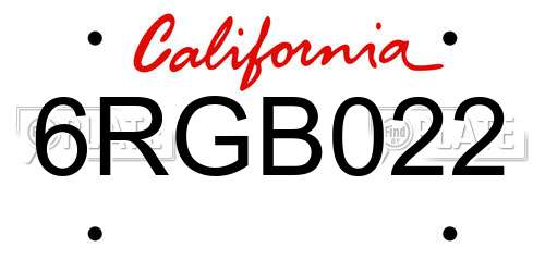 6RGB022 California License Plate