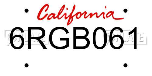 6RGB061 California License Plate