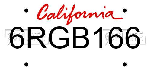 6RGB166 California License Plate