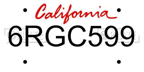 6RGC599 California License Plate