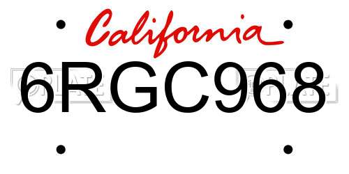 6RGC968 California License Plate