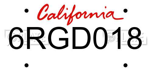 6RGD018 California License Plate