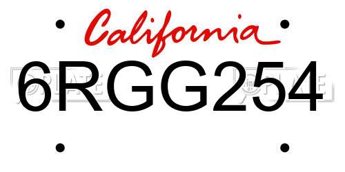 6RGG254 California License Plate