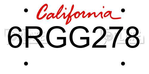 6RGG278 California License Plate