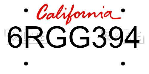 6RGG394 California License Plate