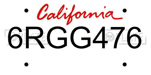 6RGG476 California License Plate
