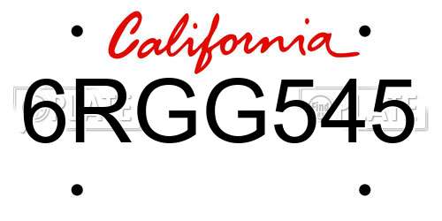 6RGG545 California License Plate
