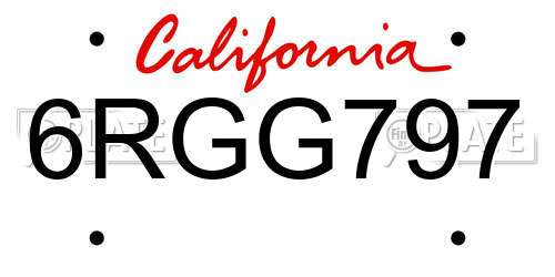 6RGG797 California License Plate