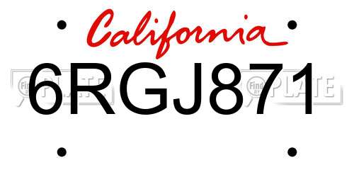 6RGJ871 California License Plate