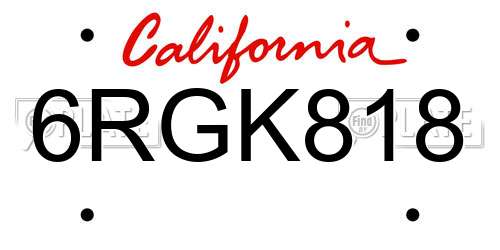 6RGK818 California License Plate
