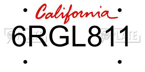 6RGL811 California License Plate