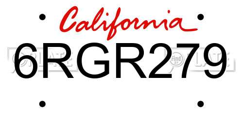 6RGR279 California License Plate
