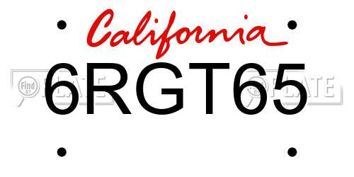 6RGT65 California License Plate