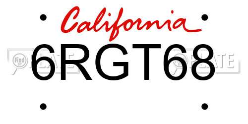 6RGT68 California License Plate