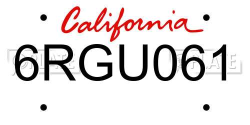 6RGU061 California License Plate