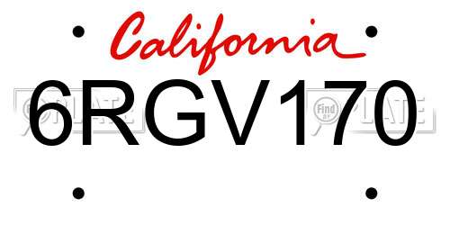 6RGV170 California License Plate