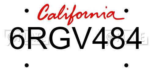 6RGV484 California License Plate