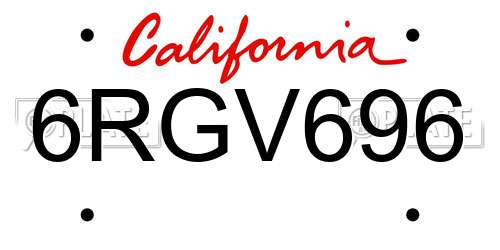 6RGV696 California License Plate