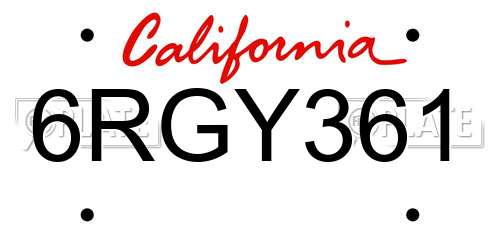 6RGY361 California License Plate