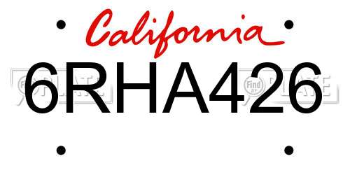 6RHA426 California License Plate