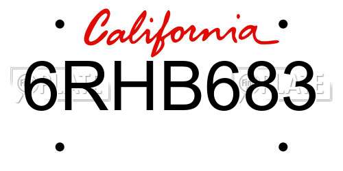 6RHB683 California License Plate
