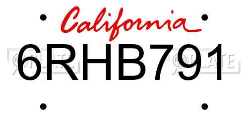 6RHB791 California License Plate