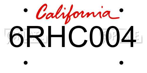 6RHC004 California License Plate