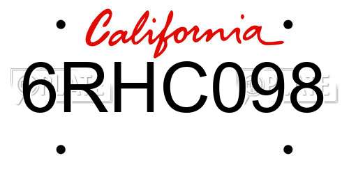 6RHC098 California License Plate